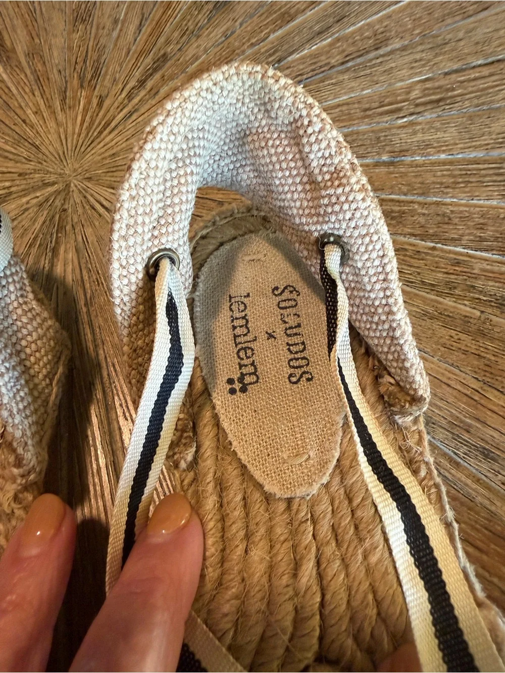 Soludos x Lemlem shoes Women’s Size 6 Lace Up Espadrilles Blue Ivory Striped